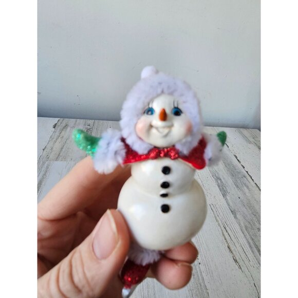 Ksa‎ Kurt Adler vintage snowman skier skating ornament Xmas tree glitter - Picture 2 of 10